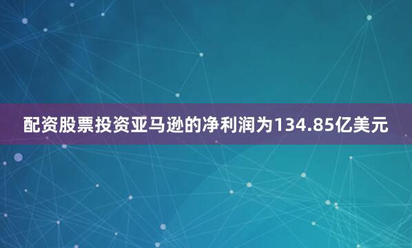 配资股票投资亚马逊的净利润为134.85亿美元
